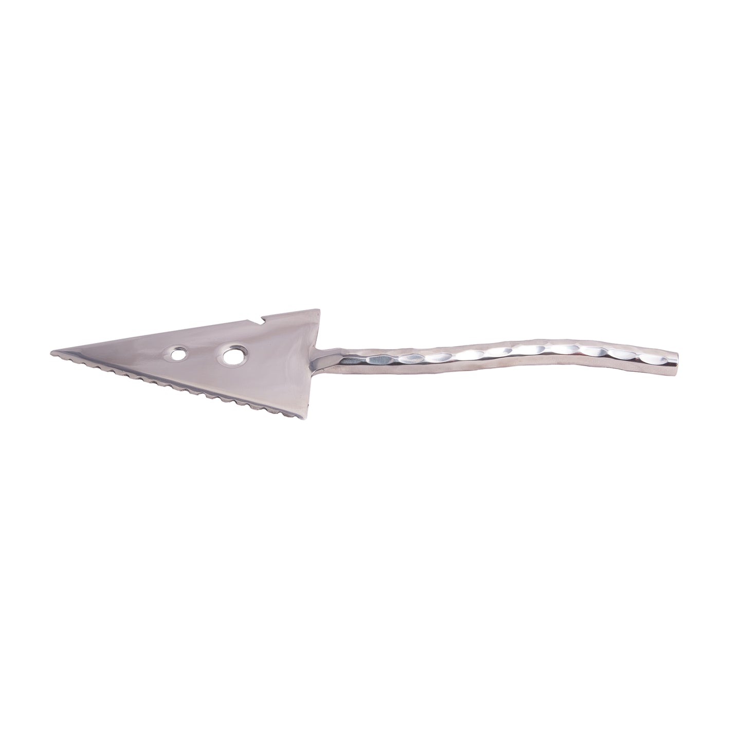 Triangle Cheese Knife with Curved Hammered Handle