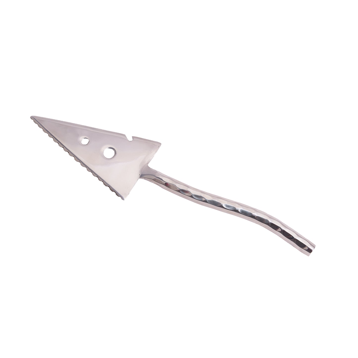 Triangle Cheese Knife with Curved Hammered Handle