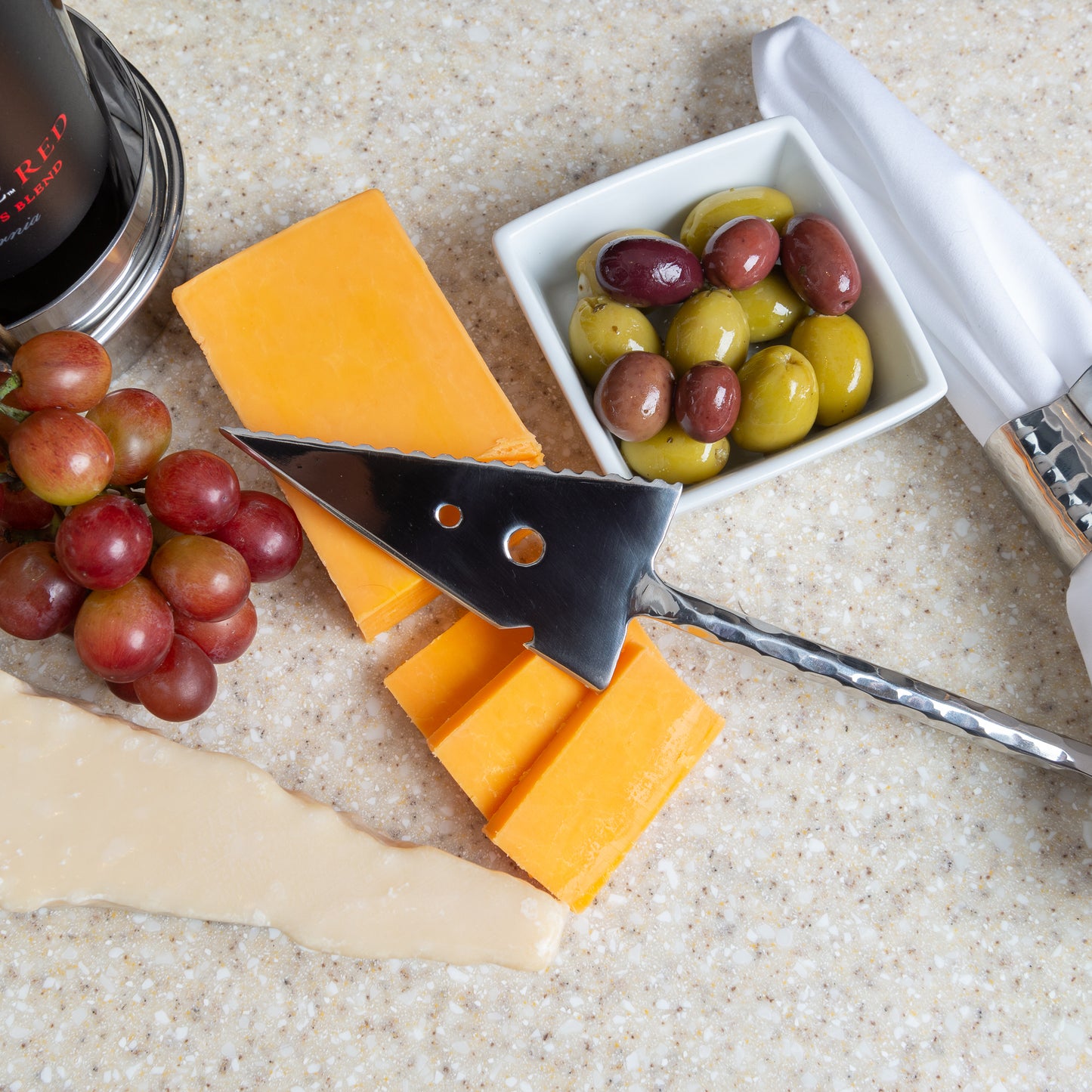 Triangle Cheese Knife with Hammered Straight Handle